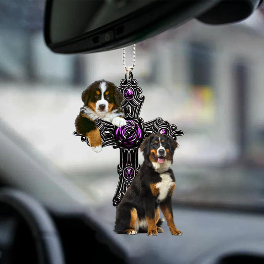 Bernese Mountain Pray For God Car Hanging Ornament Dog Pray For God Ornament Godmerch