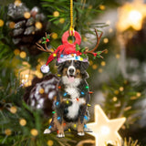 Godmerch- Ornament- Bernese Mountain Christmas Shape Ornament, Happy Christmas Ornament, Car Ornament