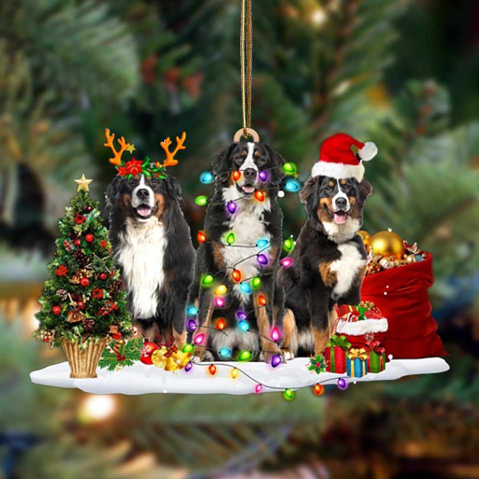 Ornament- Bernese Mountain Dog-Christmas Dog Friends Hanging Ornament, Happy Christmas Ornament, Car Ornament