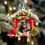 Ornament- Bernese Mountain Dog-Christmas House Two Sided Ornament, Happy Christmas Ornament, Car Ornament