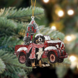 Ornament- Bernese Mountain Dog-Christmas Truck Two Sided Ornament, Happy Christmas Ornament, Car Ornament