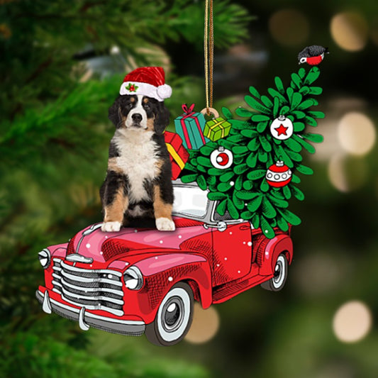 Bernese Mountain Dog 2-Pine Truck Hanging Ornament