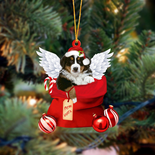 Bernese Mountain Angel Gift From Santa Christmas Ornament, Dog Flat Acrylic Ornament