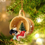 Godmerch- Bernese Mountain Sleeping In A Cup Christmas Ornament Dog Ornament, Car Ornament, Christmas Ornament