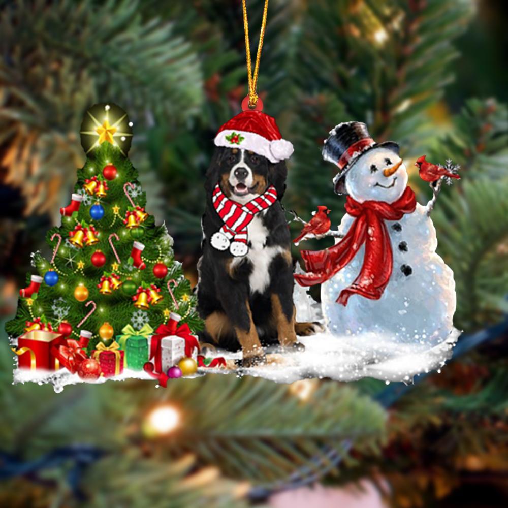Godmerch- Ornament- Bernese Mountain Christmas Snow Hanging Ornament Dog Ornament, Car Ornament, Christmas Ornament