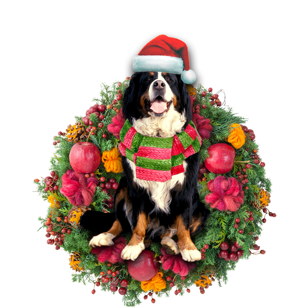 Godmerch- Ornament- Bernese Mountain Christmas Ornament, Happy Christmas Ornament, Car Ornament