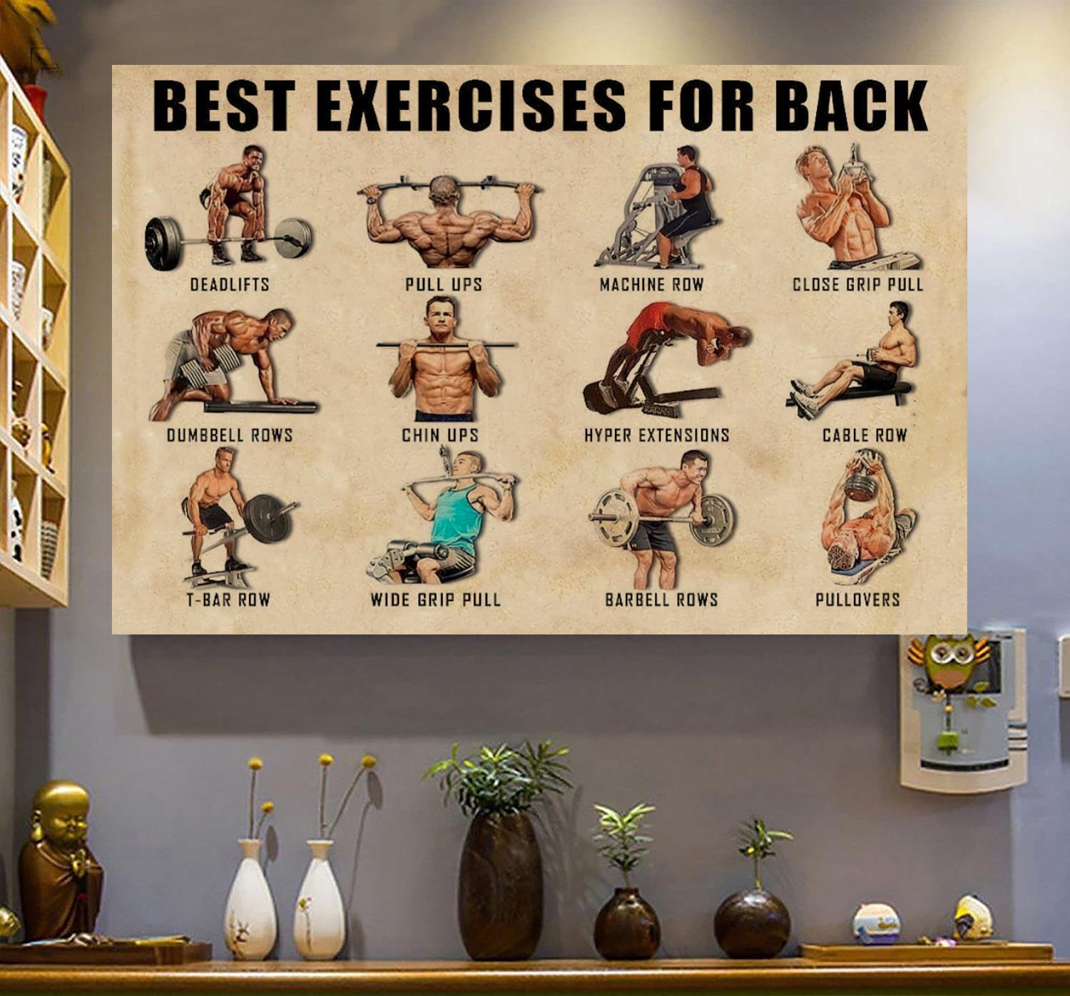 Best Exercises For Back Gym Canvas And Poster, Wall Decor Visual Art