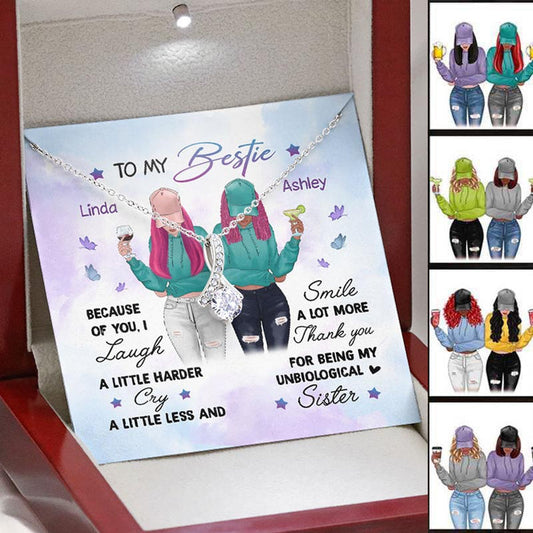 Bestie Best Friend Necklace Because Of You Front View Besties Personalized Love Knot Alluring Necklace 337B - TGV