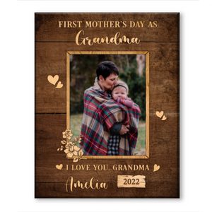 First Mothers Day as Grandma Gift Personalized First Mother’s Day Gift Photo Canvas Print