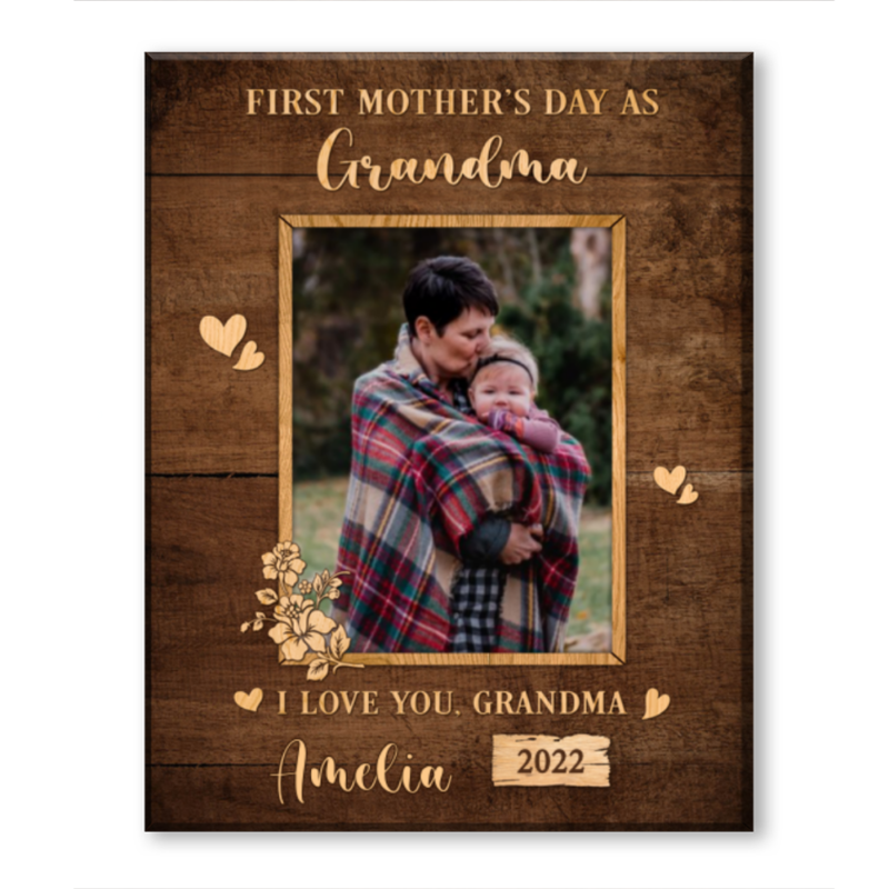 First Mothers Day as Grandma Gift Personalized First Mother’s Day Gift Photo Canvas Print