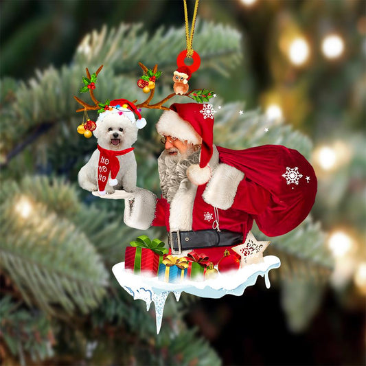Bichon Frise And Santa Claus Christmas Ornament Godmerch