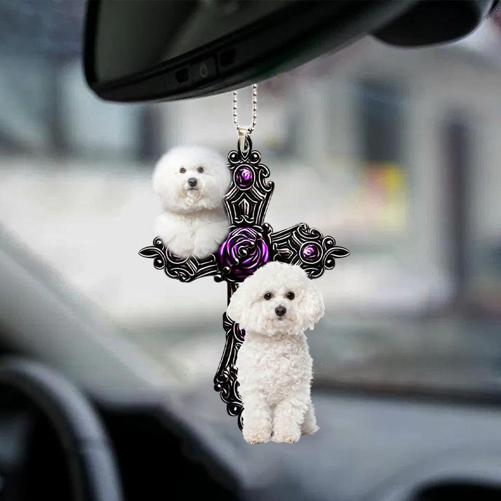 Bichon Frise Pray For God Car Hanging Ornament Dog Pray For God Ornament Godmerch