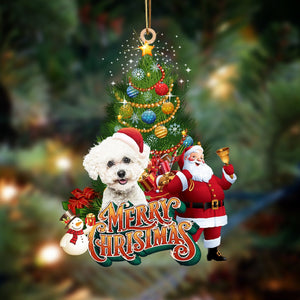 Godmerch- Ornament- Bichon Frise-Christmas Tree&Dog Hanging Ornament, Happy Christmas Ornament, Car Ornament