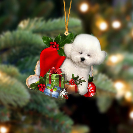 Bichon Frise-Sleeping In Hat Two Sides Ornament Dog Sleeping Ornament