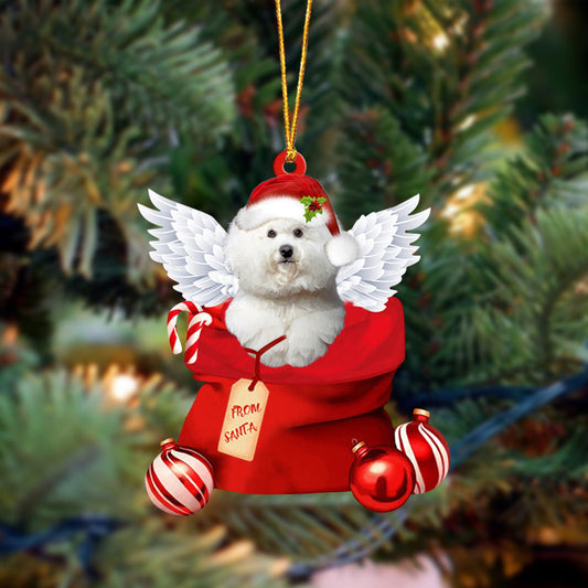 Bichon Frise03 Angel Gift From Santa Christmas Ornament, Dog Flat Acrylic Ornament