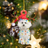 Godmerch- Ornament- Bichon Frise Christmas Shape Ornament, Happy Christmas Ornament, Car Ornament