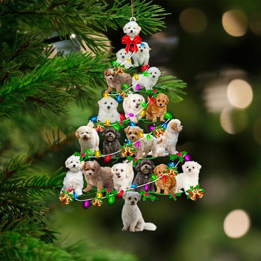 Bichon Frise-Christmas Tree Lights-Two Sided Ornament