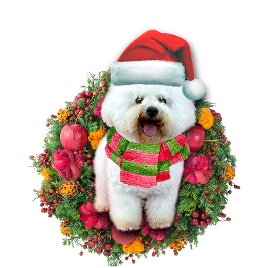 Godmerch- Ornament- Bichon Frise Christmas Ornament, Happy Christmas Ornament, Car Ornament
