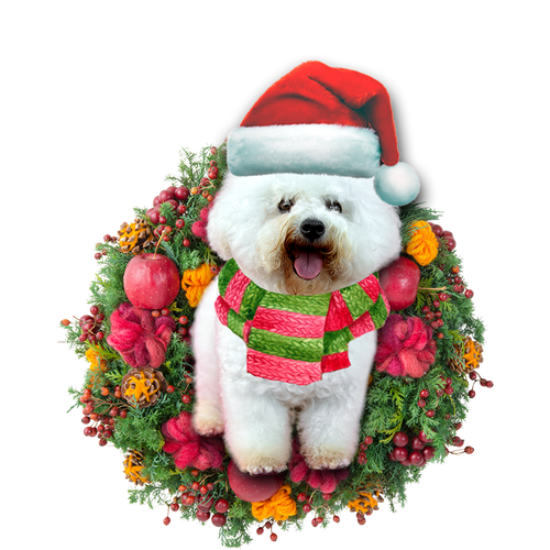 Godmerch- Ornament- Bichon Frise Christmas Ornament, Happy Christmas Ornament, Car Ornament