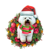 Godmerch- Ornament- Bichon Frise Christmas Ornament, Happy Christmas Ornament, Car Ornament