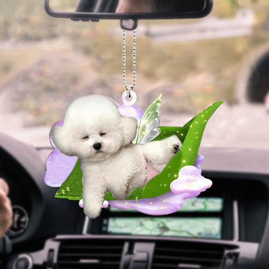 Bichon Frise-Sleep On Fallen Leaves-Two Sided Ornament
