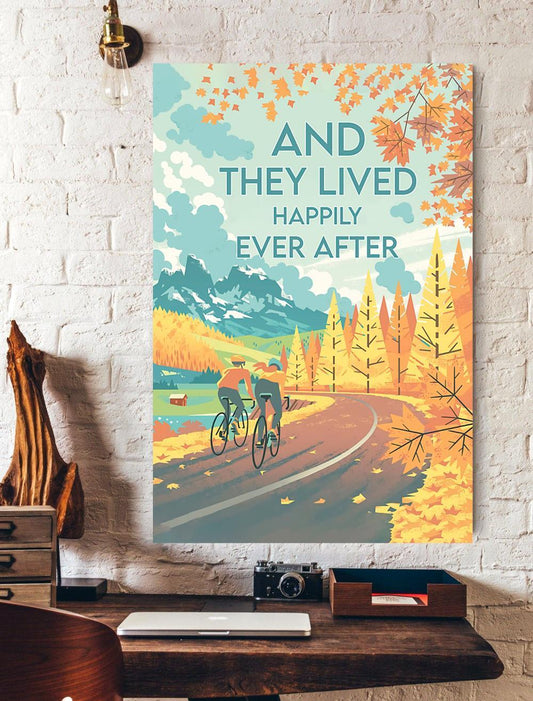 Bicycle And They Lived Happily Ever After Canvas And Poster, Wall Decor Visual Art