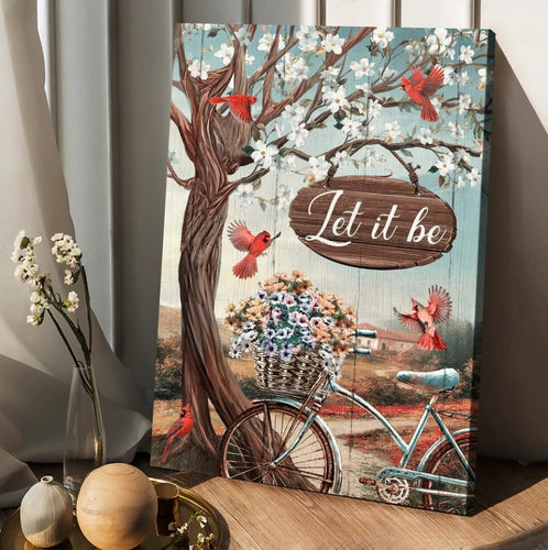 Bicycle drawing, Flower basket, Cardinals, Let it be - Matte Canvas