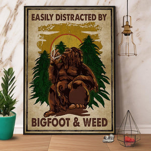 Bigfoot & Weed Easily Distracted Canvas And Poster, Wall Decor Visual Art