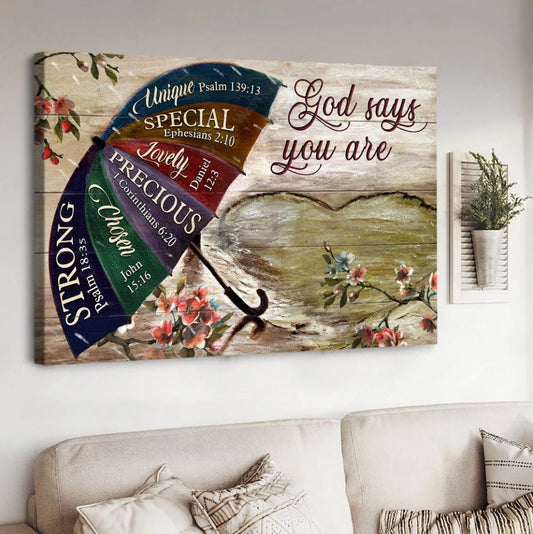 Umbrella, Rainy day, God says you are - Matte Canvas