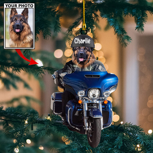 Personalized Gift For Pet Lovers Custom Image Pet Biker Ornament