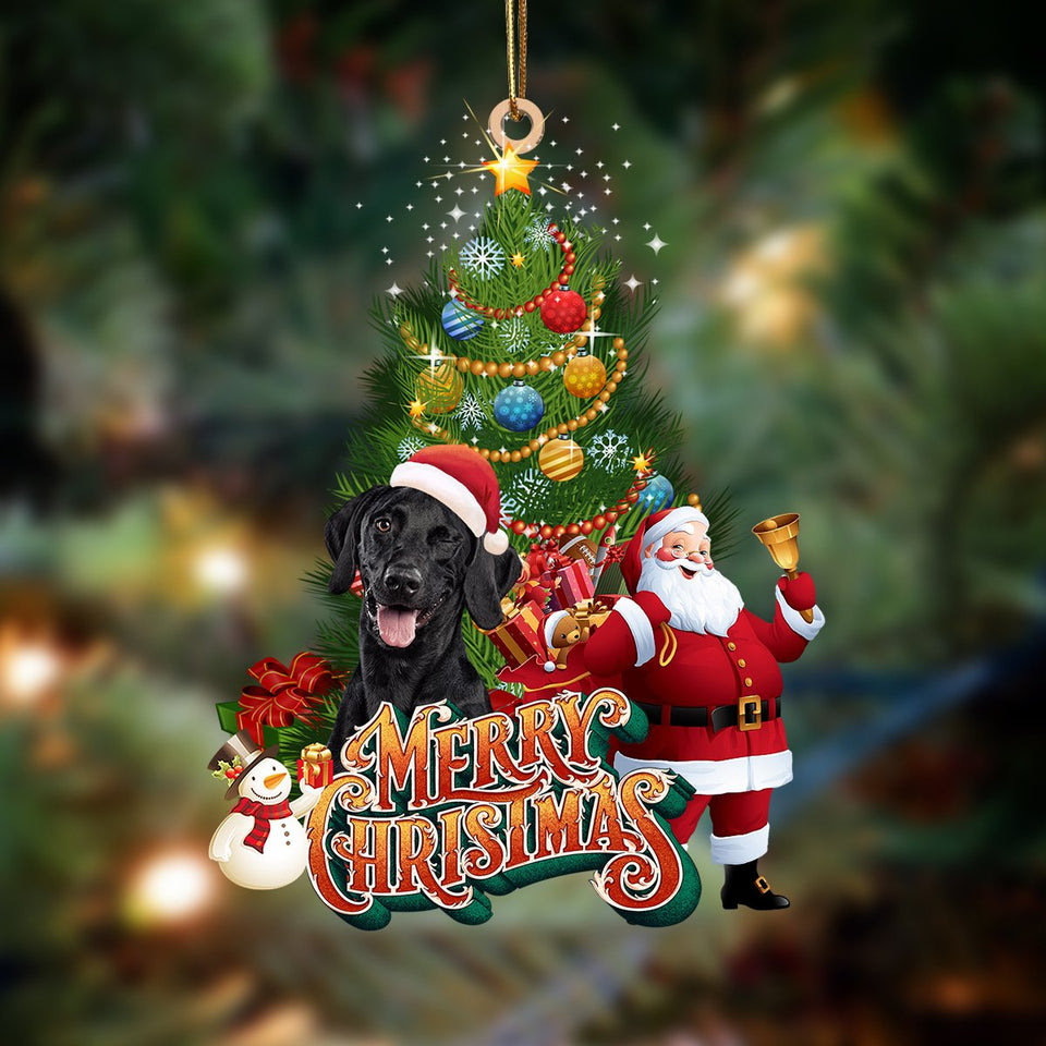 Godmerch- Ornament- Bla Labrador2-Christmas Tree&Dog Hanging Ornament, Happy Christmas Ornament, Car Ornament