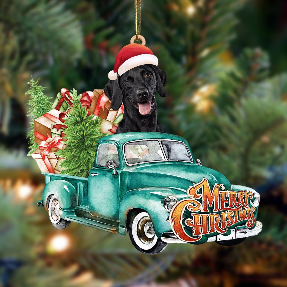 Bla Labrador2-Green Truck Hanging Ornament