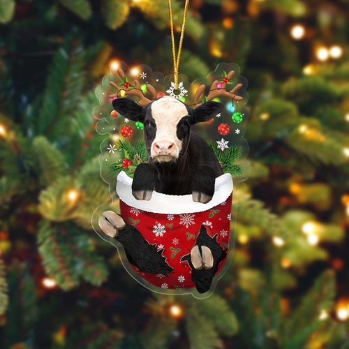 Black Baldy In Pocket Acrylic Ornament, Farm Christmas Ornament