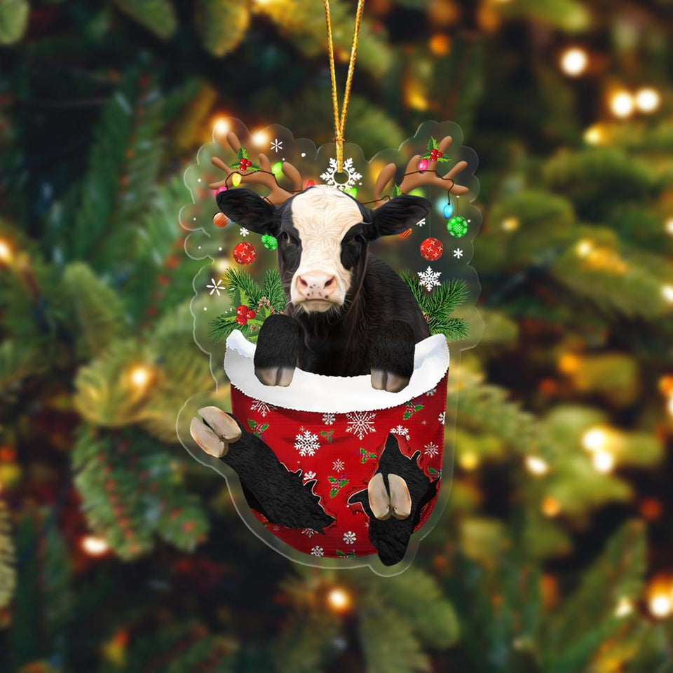 Black Baldy In Pocket Acrylic Ornament, Farm Christmas Ornament