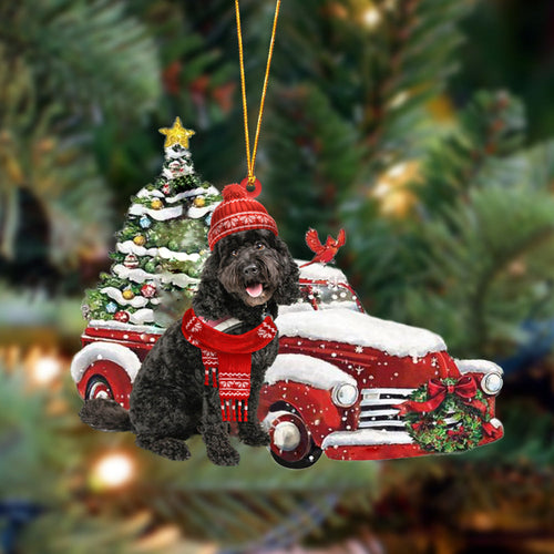 Godmerch- Ornament- Black Cavapoo-Christmas Car Two Sided Ornament, Happy Christmas Ornament, Car Ornament