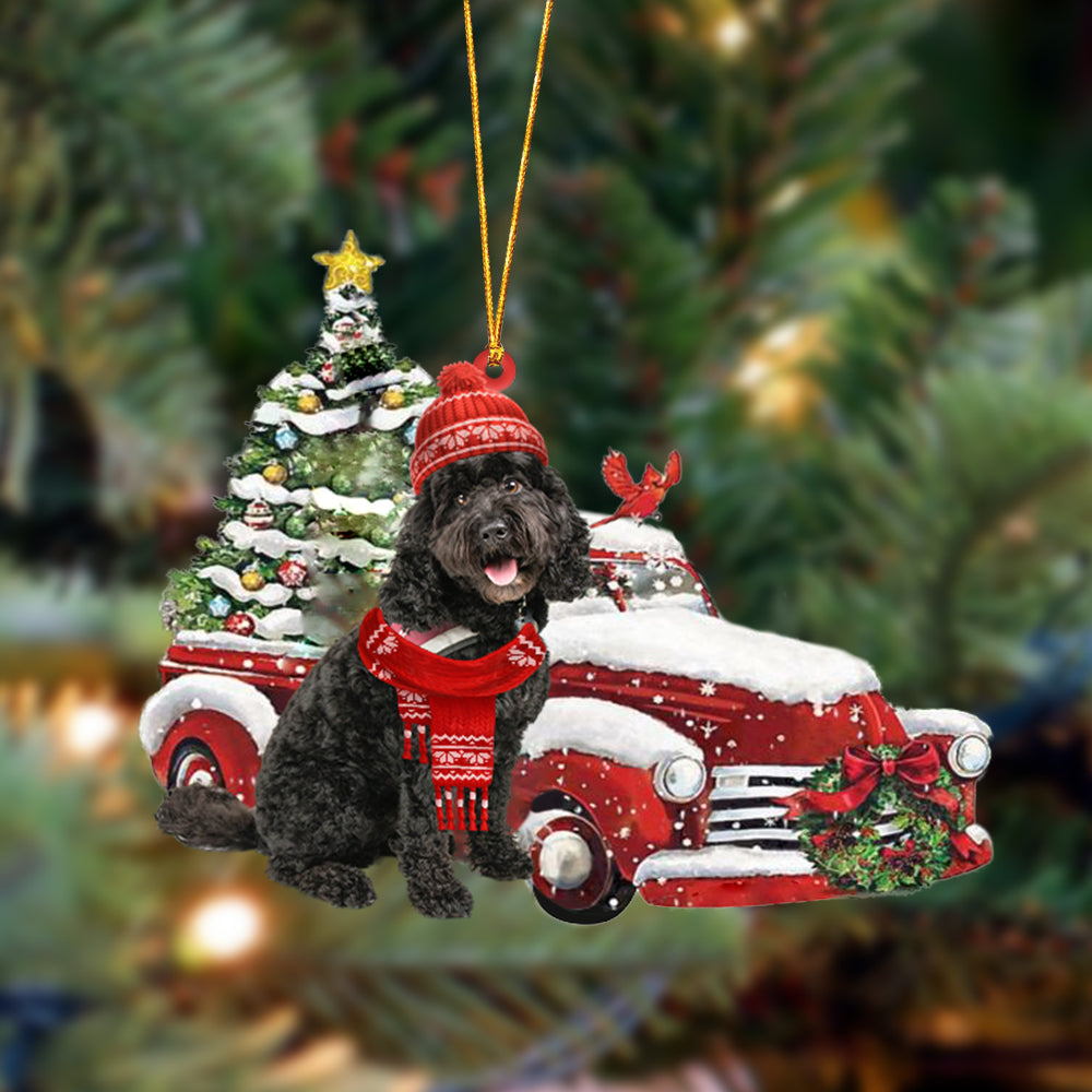 Godmerch- Ornament- Black Cavapoo-Christmas Car Two Sided Ornament, Happy Christmas Ornament, Car Ornament