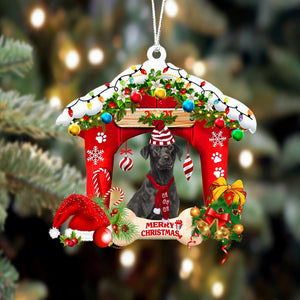 Godmerch- Ornament- Black Labrador-Christmas House Two Sided Ornament, Happy Christmas Ornament, Car Ornament