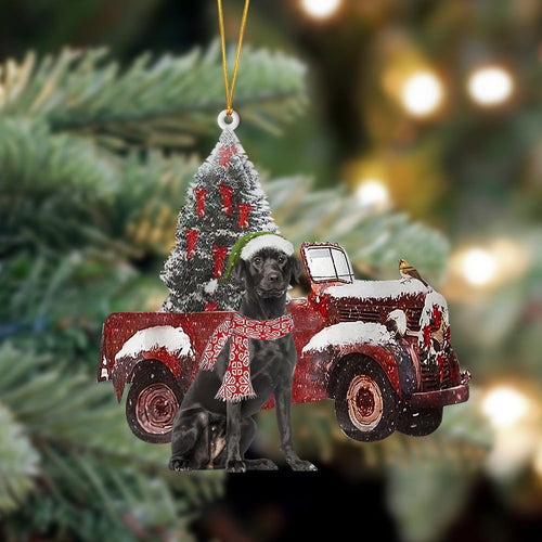 Godmerch- Ornament- Black Labrador-Christmas Truck Two Sided Ornament, Happy Christmas Ornament, Car Ornament