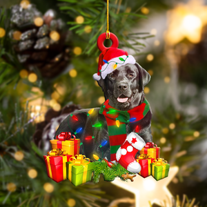Godmerch- Ornament- Black Labrador Christmas Shape Ornament, Happy Christmas Ornament, Car Ornament