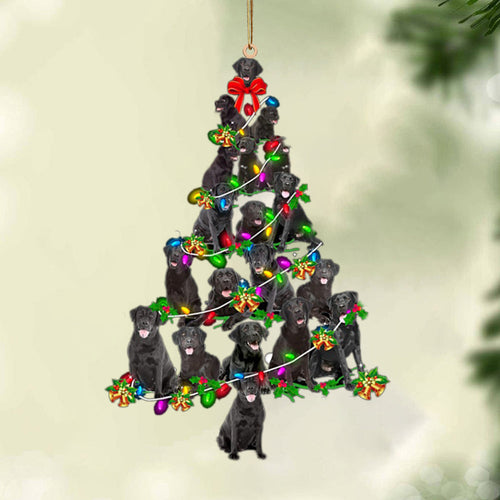 Ornament- Black Labrador Retriever-Christmas Tree Lights-Two Sided Ornament, Christmas Ornament, Car Ornament