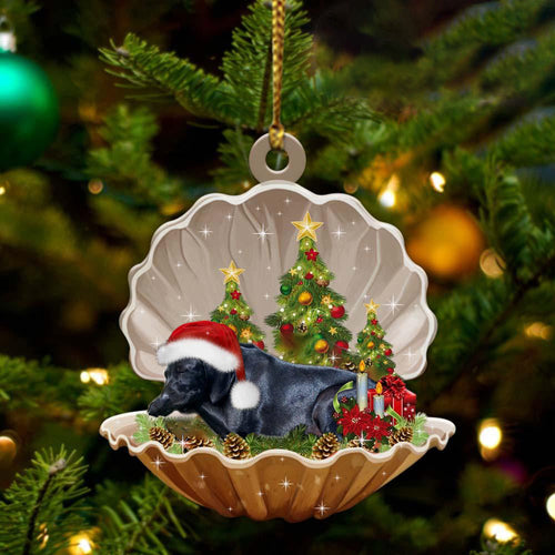 Black Labrador Retriever-Sleeping Pearl in Christmas Two Sided Ornament, Christmas Ornament, Car Ornament