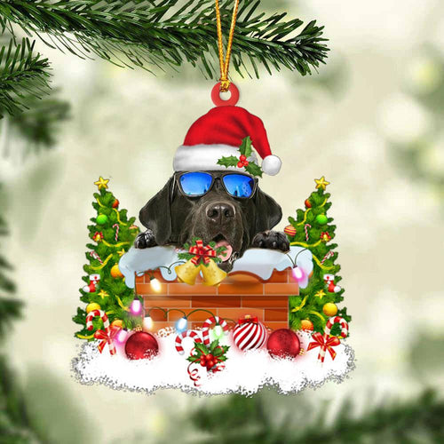 Black Labrador Retriever In The Chimney Hanging Ornament Dog Christmas Ornament