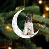 Black Mask Akita Sit On The Moon Two Sided Ornament Dog Hanging Christmas Ornament