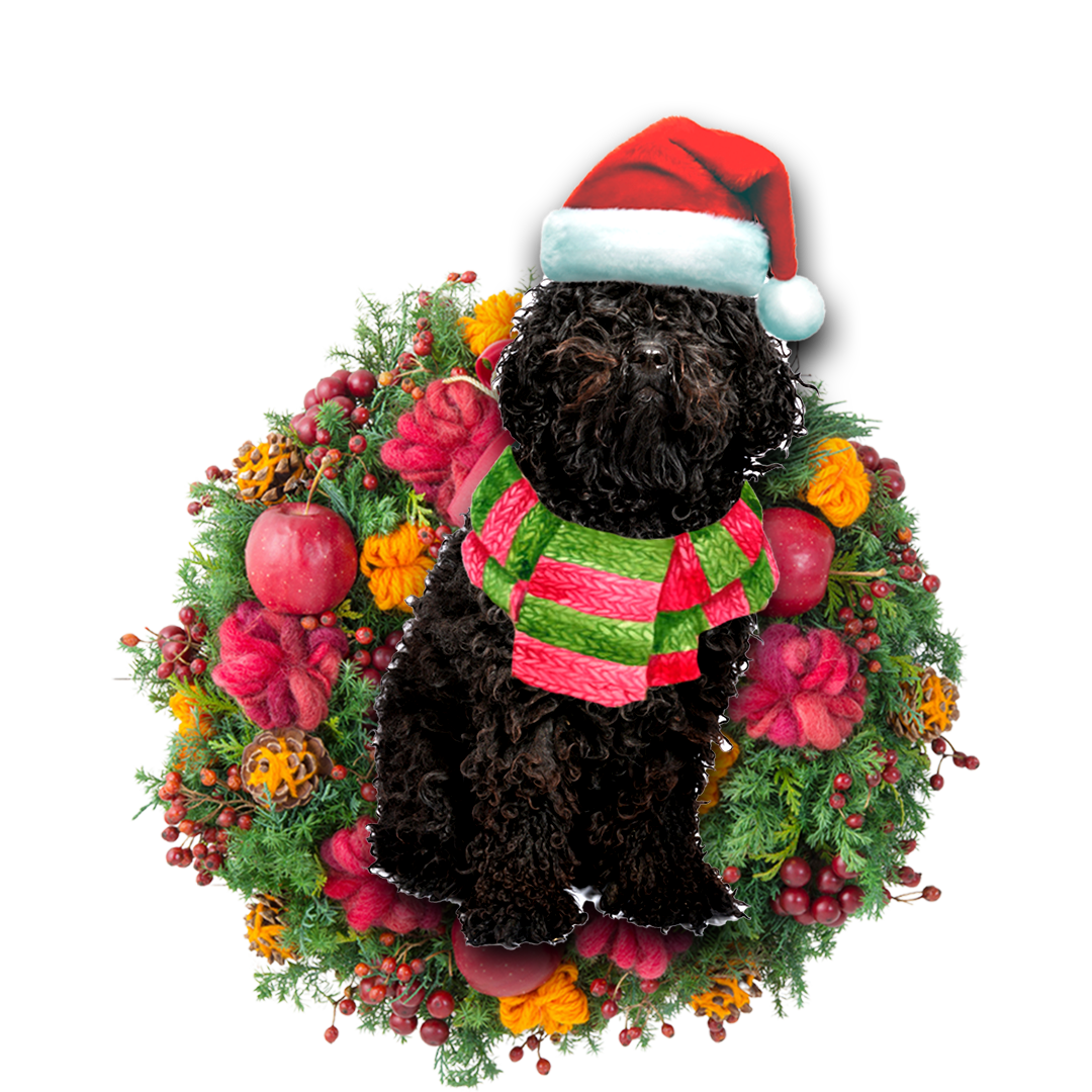 Godmerch- Ornament- Black Poodle Christmas Ornament, Happy Christmas Ornament, Car Ornament