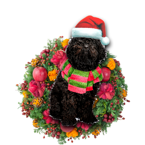 Godmerch- Ornament- Black Poodle Christmas Ornament, Happy Christmas Ornament, Car Ornament
