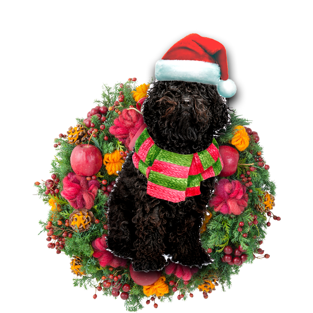 Godmerch- Ornament- Black Poodle Christmas Ornament, Happy Christmas Ornament, Car Ornament