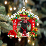 Godmerch- Ornament- Black Pug-Christmas House Two Sided Ornament, Happy Christmas Ornament, Car Ornament