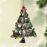 Ornament- Black Scottish Terrier-Christmas Tree Lights-Two Sided Ornament, Christmas Ornament, Car Ornament