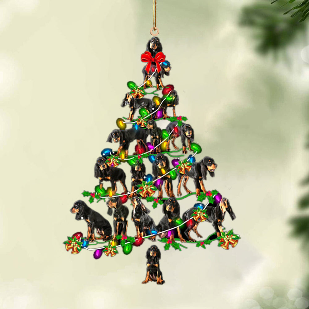 Ornament- Black Tan Coonhound -Christmas Tree Lights-Two Sided Ornament, Christmas Ornament, Car Ornament