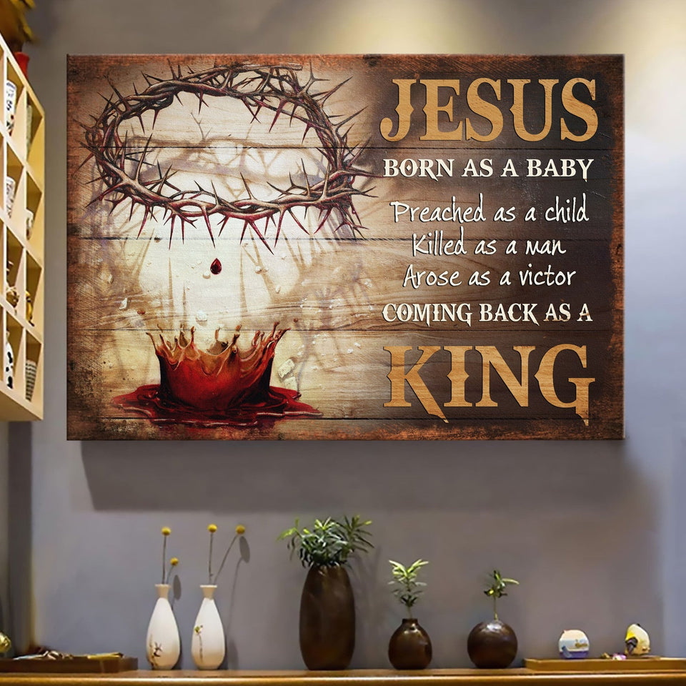 Blood Crow of Thorns Jesus born as a baby coming back as a King - Matte Canvas